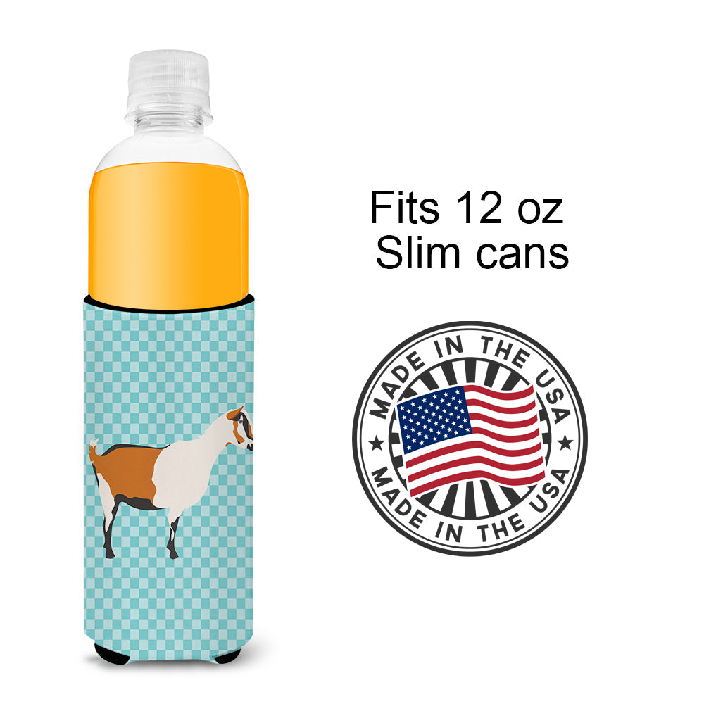 Alpine Goat Blue Check Slim Can Hugger , Insulated Foam Hugger for 12 oz Slim Cans, Beer Bottles & Water Bottles, Printed in USA