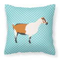 Alpine Goat Blue Check Decorative Throw Pillow 18x18 Indoor Outdoor Accent Cushion, Fabric Cover with Insert for Sofa, Bed, Porch & Living Room