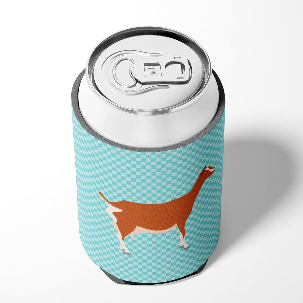 Toggenburger Goat Blue Check Can or Bottle Hugger Cooler Sleeve for Standard 12 oz Cans, Insulated Foam Beer & Soda Can Hugger Reusable