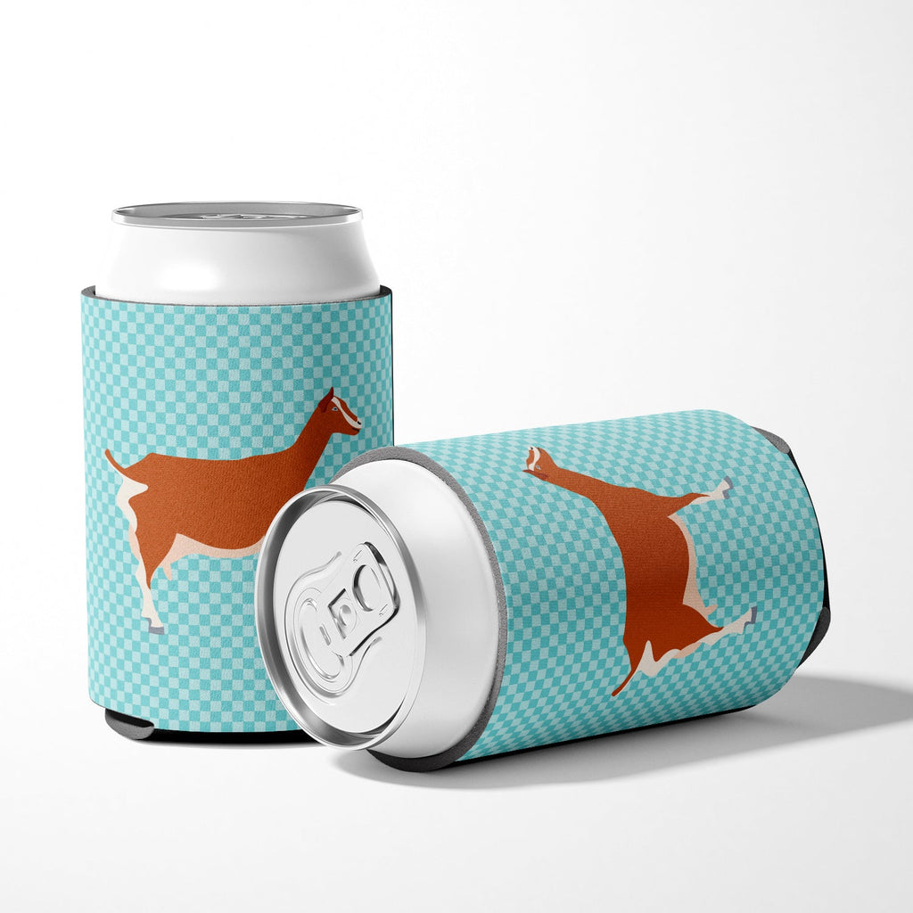 Toggenburger Goat Blue Check Can or Bottle Hugger Cooler Sleeve for Standard 12 oz Cans, Insulated Foam Beer & Soda Can Hugger Reusable