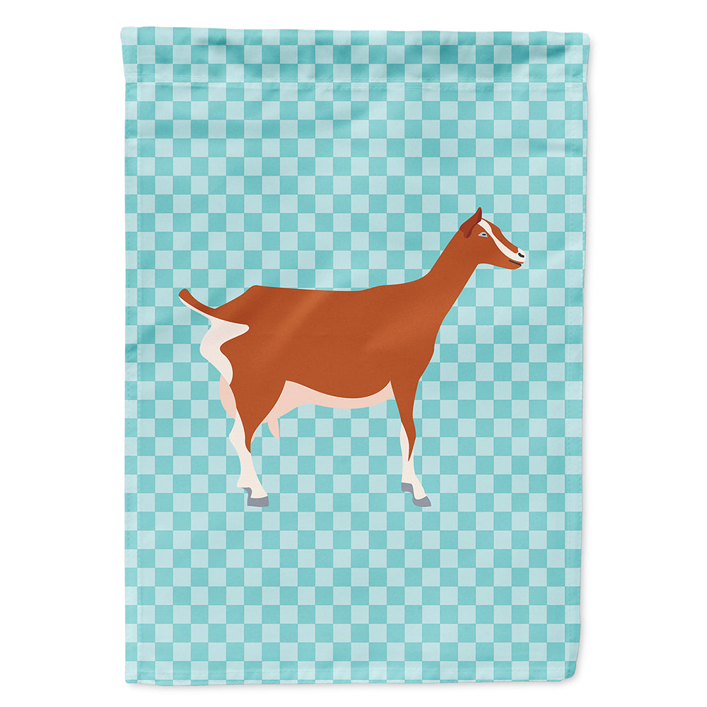Toggenburger Goat Blue Check House Flag 28x40 Porch Sleeve Pole Decorative Outside Yard Banner Artwork Wall Hanging, Polyester
