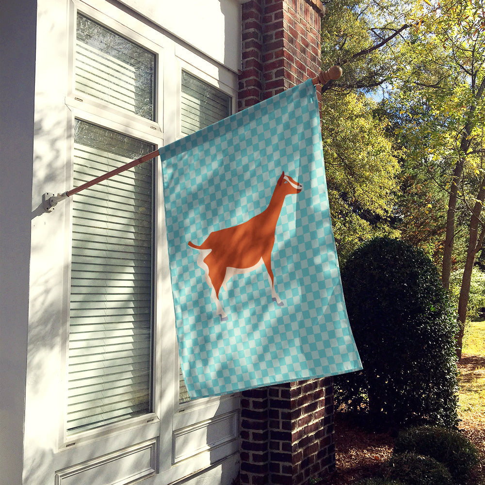 Toggenburger Goat Blue Check House Flag 28x40 Porch Sleeve Pole Decorative Outside Yard Banner Artwork Wall Hanging, Polyester
