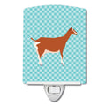 Toggenburger Goat Blue Check Ceramic Night Light Compact, UL-Certified, Ideal for Bedroom, Bathroom, Nursery, Hallway, Kitchen, 6x4x3, Multicolor