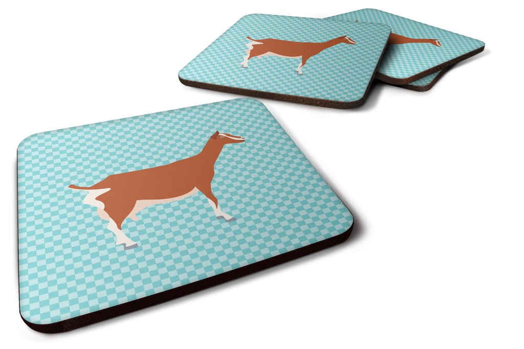 Toggenburger Goat Blue Check Foam Coasters Set of 4 Cup Coasters for Indoor Outdoor, Tabletop Protection, Anti Slip, Mouse pad Material