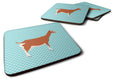 Toggenburger Goat Blue Check Foam Coasters Set of 4 Cup Coasters for Indoor Outdoor, Tabletop Protection, Anti Slip, Mouse pad Material