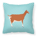 Toggenburger Goat Blue Check Decorative Throw Pillow 18x18 Indoor Outdoor Accent Cushion, Fabric Cover with Insert for Sofa, Bed, Porch & Living Room