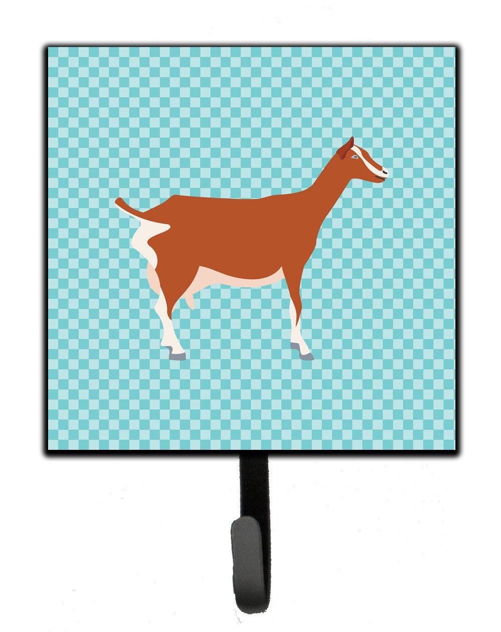 Toggenburger Goat Blue Check Leash or Key Holder Wall Hooks, Key Hooks Holder, Coat Rack Wall Mount, Coat Hooks, Hooks for Hanging Keys, Towels, Aprons, Leashes