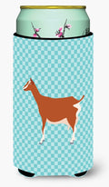 Toggenburger Goat Blue Check Tall Boy Hugger Can Cooler Sleeve Machine Washable Drink Collapsible Insulator Beverage Insulated Holder
