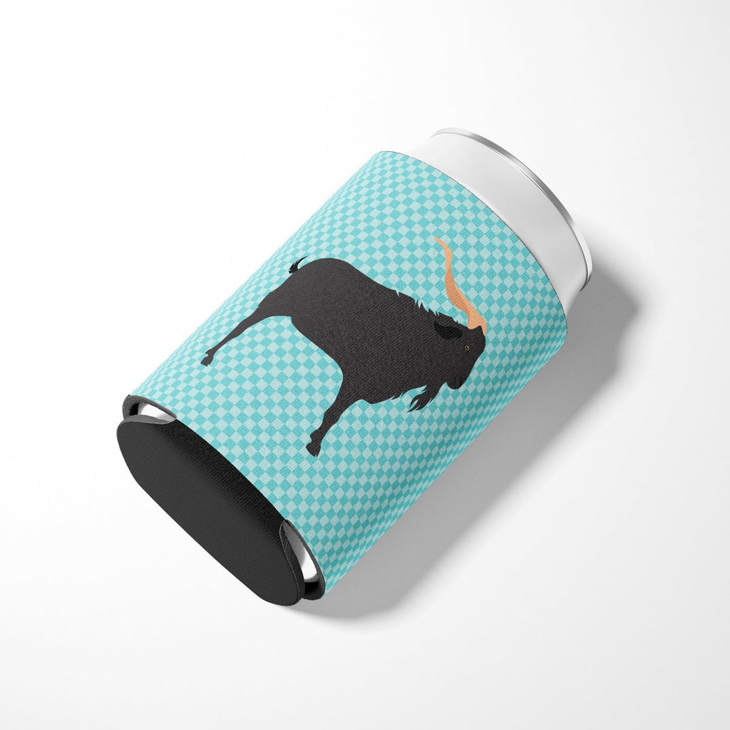Verata Goat Blue Check Can or Bottle Hugger Cooler Sleeve for Standard 12 oz Cans, Insulated Foam Beer & Soda Can Hugger Reusable