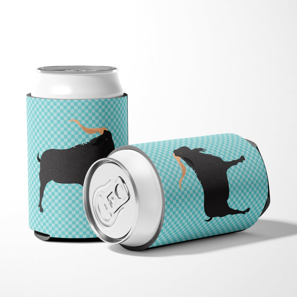 Verata Goat Blue Check Can or Bottle Hugger Cooler Sleeve for Standard 12 oz Cans, Insulated Foam Beer & Soda Can Hugger Reusable
