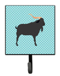 Verata Goat Blue Check Leash or Key Holder Wall Hooks, Key Hooks Holder, Coat Rack Wall Mount, Coat Hooks, Hooks for Hanging Keys, Towels, Aprons, Leashes
