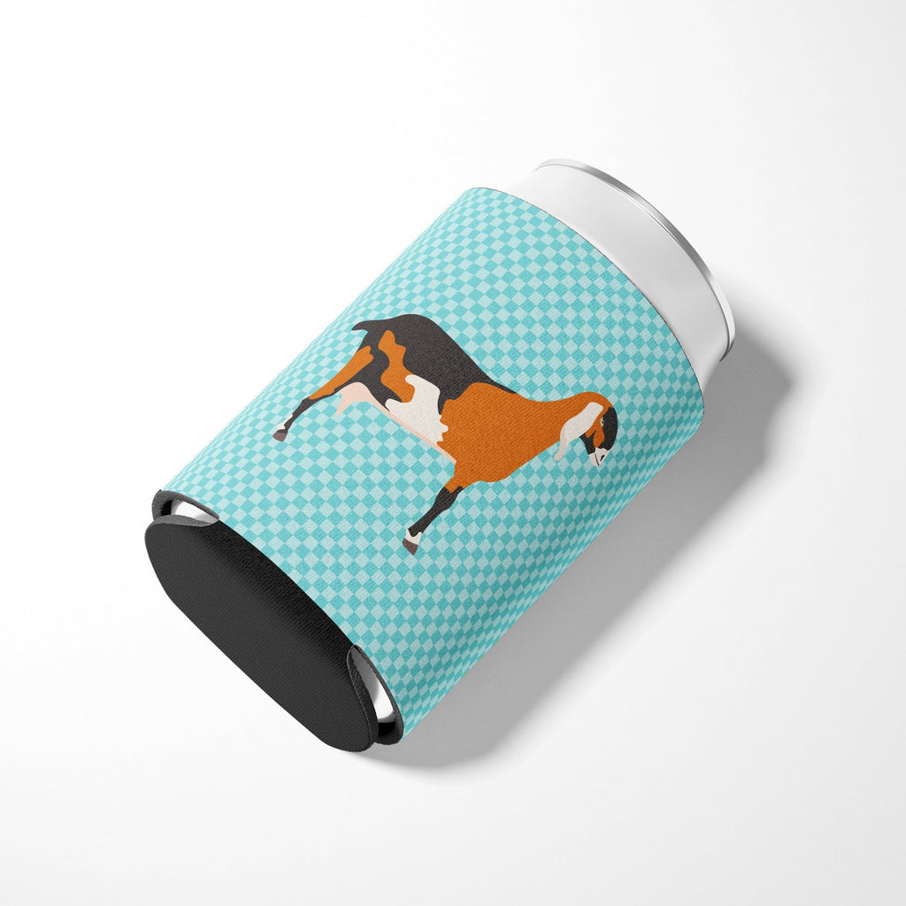 Anglo-nubian Nubian Goat Blue Check Can or Bottle Hugger Cooler Sleeve for Standard 12 oz Cans, Insulated Foam Beer & Soda Can Hugger Reusable