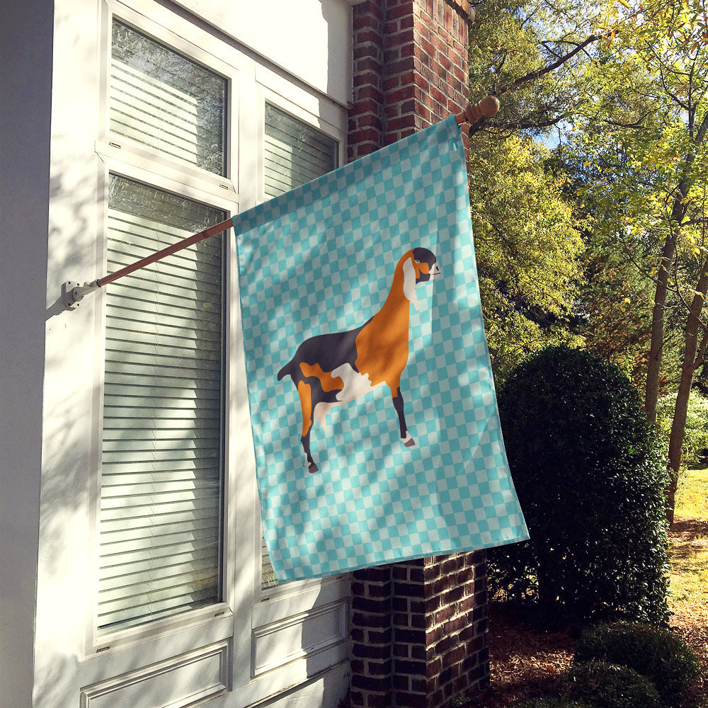 Anglo-nubian Nubian Goat Blue Check House Flag 28x40 Porch Sleeve Pole Decorative Outside Yard Banner Artwork Wall Hanging, Polyester
