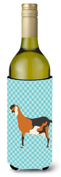 Anglo-nubian Nubian Goat Blue Check Wine Bottle Hugger Gift Sleeve for Standard 750 ml Bottles, Insulated Reusable Also Fits Mini Shot & Pint Bottles