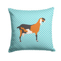 Anglo-nubian Nubian Goat Blue Check Decorative Throw Pillow 14x14 Indoor Outdoor Accent Cushion, Fabric Cover with Insert for Sofa, Bed, Porch & Living Room