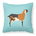 Anglo-nubian Nubian Goat Blue Check Decorative Throw Pillow 18x18 Indoor Outdoor Accent Cushion, Fabric Cover with Insert for Sofa, Bed, Porch & Living Room