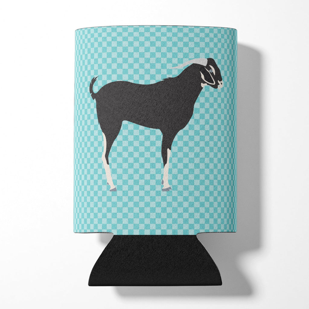 Black Bengal Goat Blue Check Can or Bottle Hugger Cooler Sleeve for Standard 12 oz Cans, Insulated Foam Beer & Soda Can Hugger Reusable