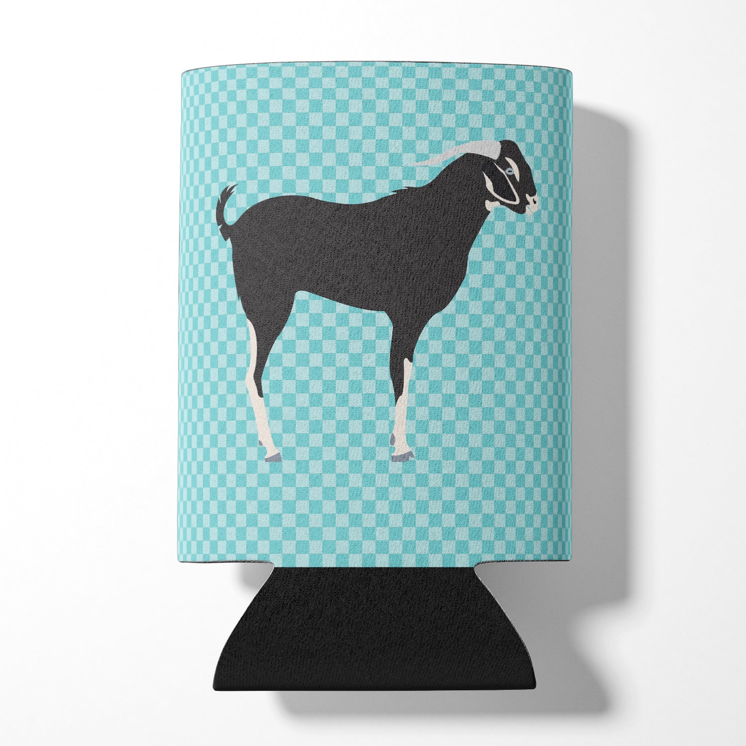 Black Bengal Goat Blue Check Can or Bottle Hugger Cooler Sleeve for Standard 12 oz Cans, Insulated Foam Beer & Soda Can Hugger Reusable