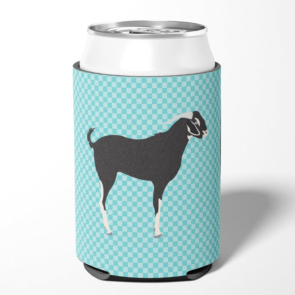 Black Bengal Goat Blue Check Can or Bottle Hugger Cooler Sleeve for Standard 12 oz Cans, Insulated Foam Beer & Soda Can Hugger Reusable
