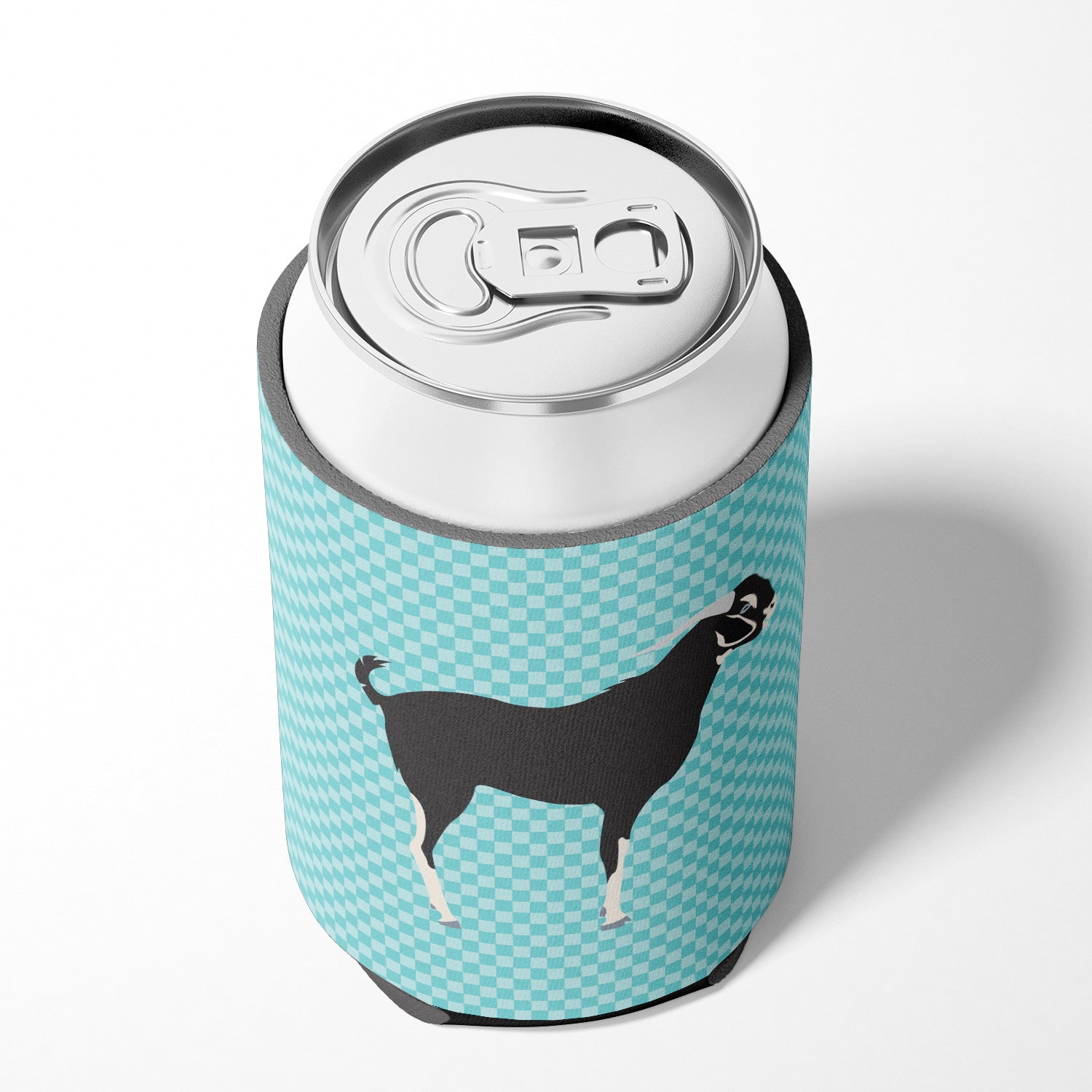 Black Bengal Goat Blue Check Can or Bottle Hugger Cooler Sleeve for Standard 12 oz Cans, Insulated Foam Beer & Soda Can Hugger Reusable