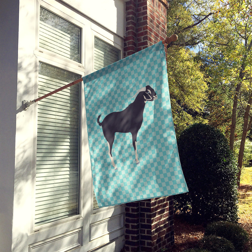 Black Bengal Goat Blue Check House Flag 28x40 Porch Sleeve Pole Decorative Outside Yard Banner Artwork Wall Hanging, Polyester