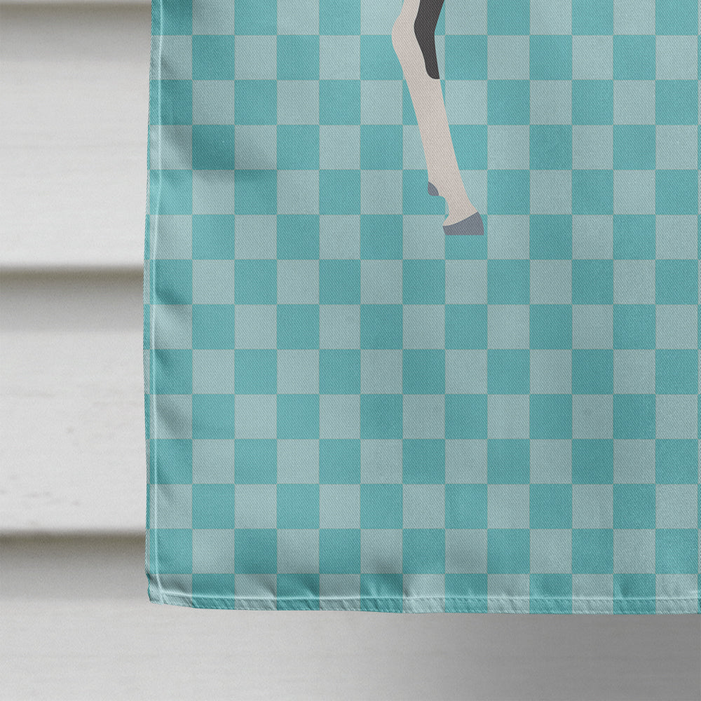 Black Bengal Goat Blue Check House Flag 28x40 Porch Sleeve Pole Decorative Outside Yard Banner Artwork Wall Hanging, Polyester