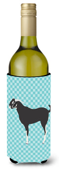 Black Bengal Goat Blue Check Wine Bottle Hugger Gift Sleeve for Standard 750 ml Bottles, Insulated Reusable Also Fits Mini Shot & Pint Bottles