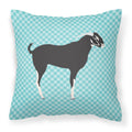 Black Bengal Goat Blue Check Decorative Throw Pillow 18x18 Indoor Outdoor Accent Cushion, Fabric Cover with Insert for Sofa, Bed, Porch & Living Room