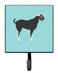 Black Bengal Goat Blue Check Leash or Key Holder Wall Hooks, Key Hooks Holder, Coat Rack Wall Mount, Coat Hooks, Hooks for Hanging Keys, Towels, Aprons, Leashes