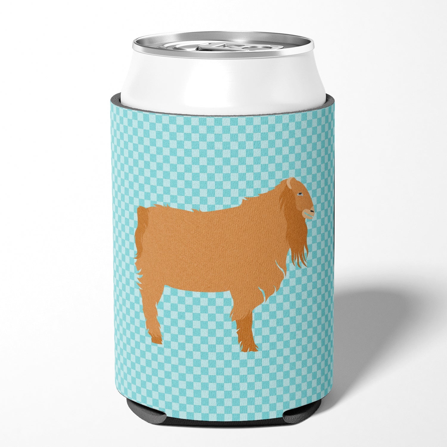 American Lamancha Goat Blue Check Can or Bottle Hugger Cooler Sleeve for Standard 12 oz Cans, Insulated Foam Beer & Soda Can Hugger Reusable
