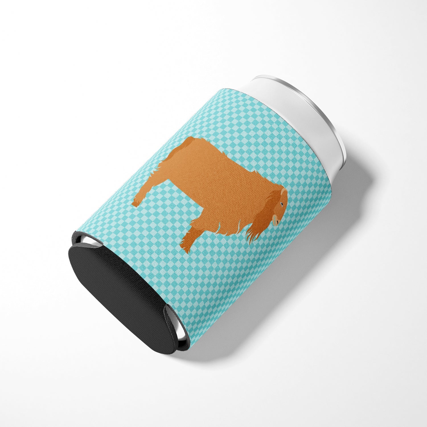 American Lamancha Goat Blue Check Can or Bottle Hugger Cooler Sleeve for Standard 12 oz Cans, Insulated Foam Beer & Soda Can Hugger Reusable