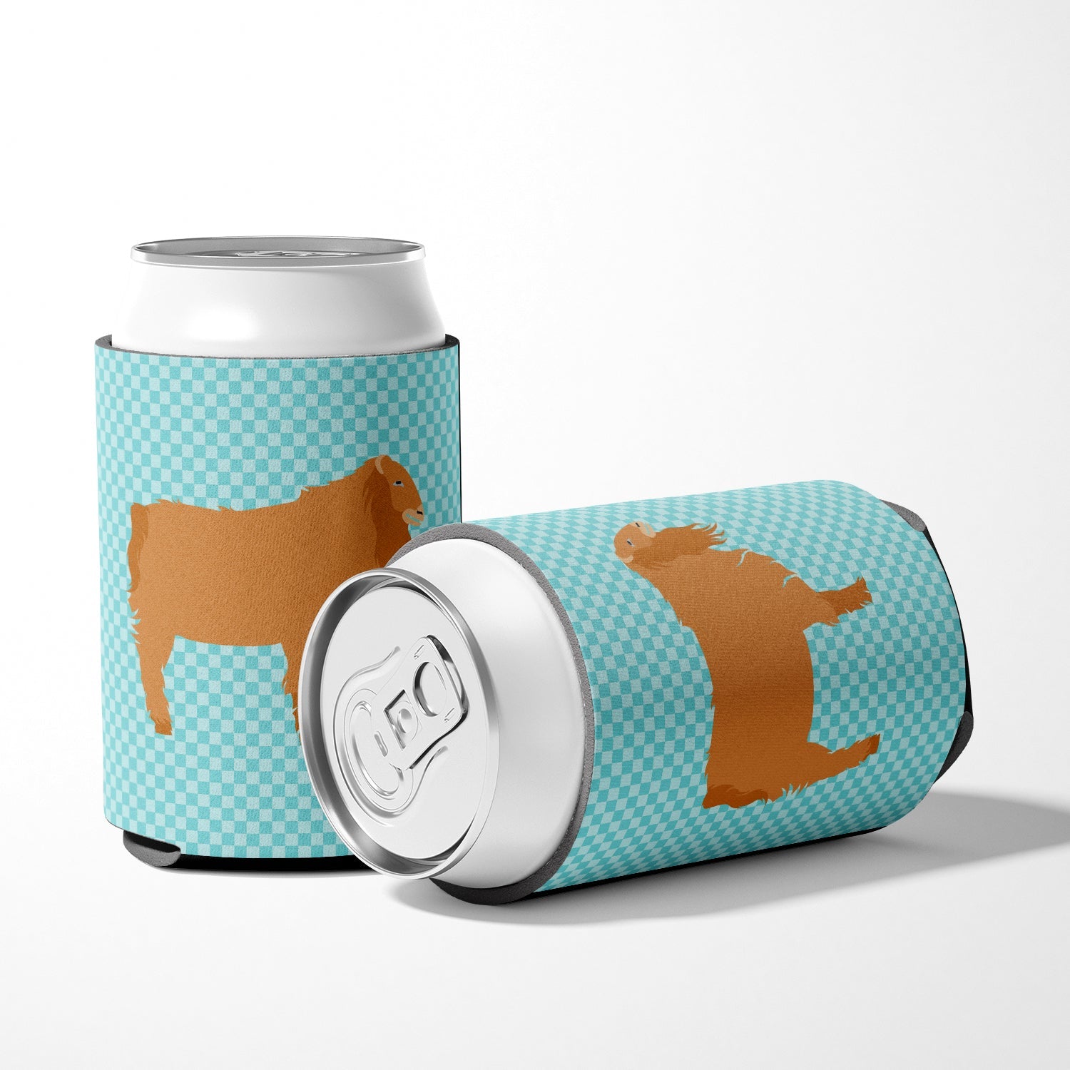 American Lamancha Goat Blue Check Can or Bottle Hugger Cooler Sleeve for Standard 12 oz Cans, Insulated Foam Beer & Soda Can Hugger Reusable