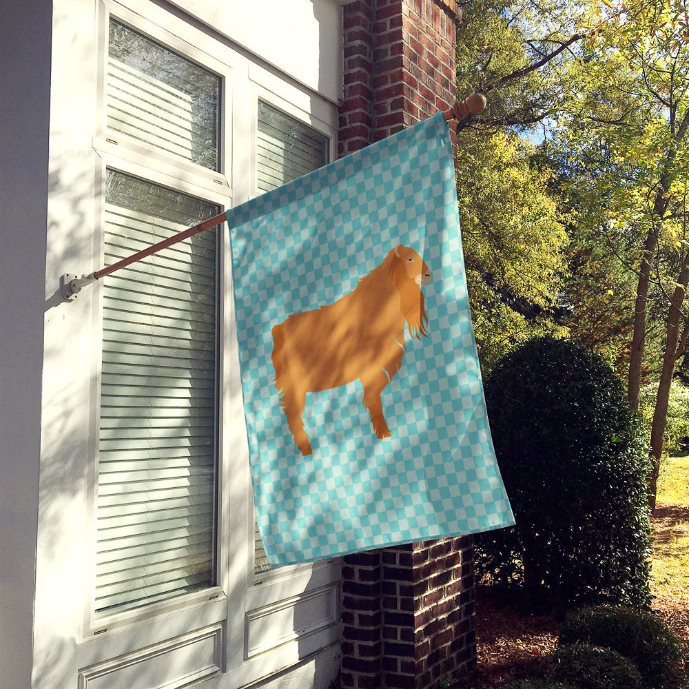 American Lamancha Goat Blue Check House Flag 28x40 Porch Sleeve Pole Decorative Outside Yard Banner Artwork Wall Hanging, Polyester