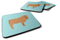 American Lamancha Goat Blue Check Foam Coasters Set of 4 Cup Coasters for Indoor Outdoor, Tabletop Protection, Anti Slip, Mouse pad Material