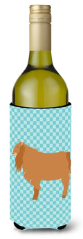 American Lamancha Goat Blue Check Wine Bottle Hugger Gift Sleeve for Standard 750 ml Bottles, Insulated Reusable Also Fits Mini Shot & Pint Bottles