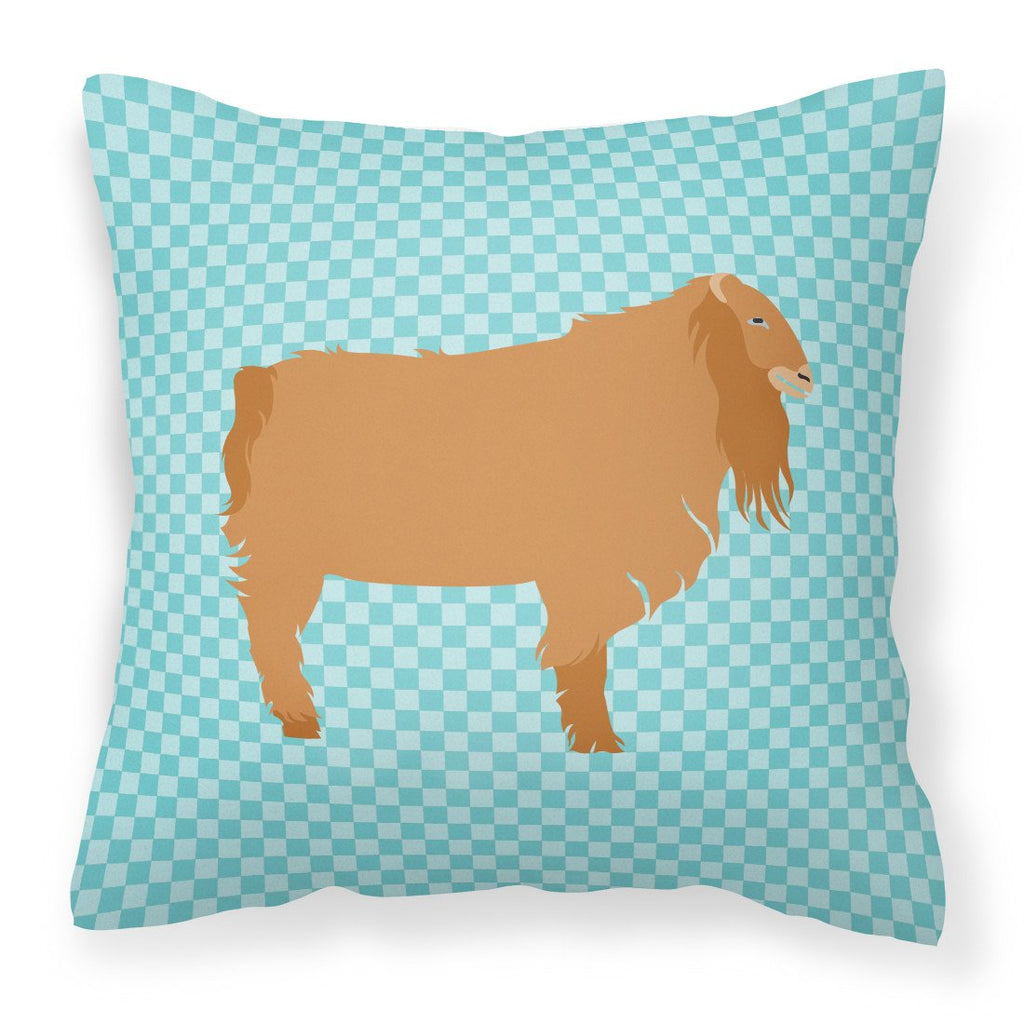 American Lamancha Goat Blue Check Decorative Throw Pillow 18x18 Indoor Outdoor Accent Cushion, Fabric Cover with Insert for Sofa, Bed, Porch & Living Room
