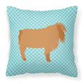 American Lamancha Goat Blue Check Decorative Throw Pillow 18x18 Indoor Outdoor Accent Cushion, Fabric Cover with Insert for Sofa, Bed, Porch & Living Room
