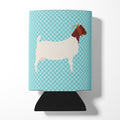 Boer Goat Blue Check Can or Bottle Hugger Cooler Sleeve for Standard 12 oz Cans, Insulated Foam Beer & Soda Can Hugger Reusable