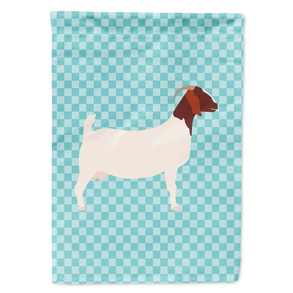 Boer Goat Blue Check House Flag 28x40 Porch Sleeve Pole Decorative Outside Yard Banner Artwork Wall Hanging, Polyester