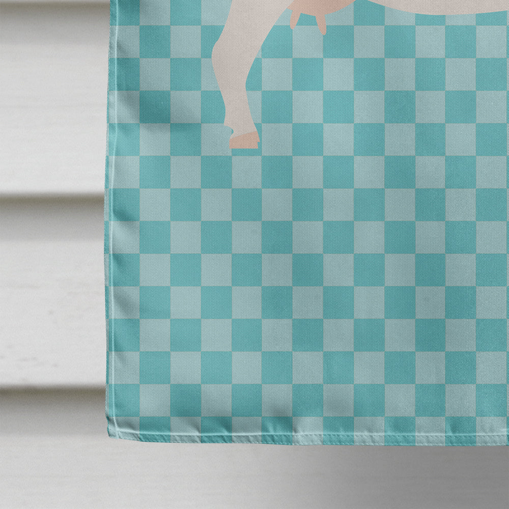 Boer Goat Blue Check House Flag 28x40 Porch Sleeve Pole Decorative Outside Yard Banner Artwork Wall Hanging, Polyester