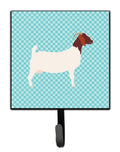Boer Goat Blue Check Leash or Key Holder Wall Hooks, Key Hooks Holder, Coat Rack Wall Mount, Coat Hooks, Hooks for Hanging Keys, Towels, Aprons, Leashes