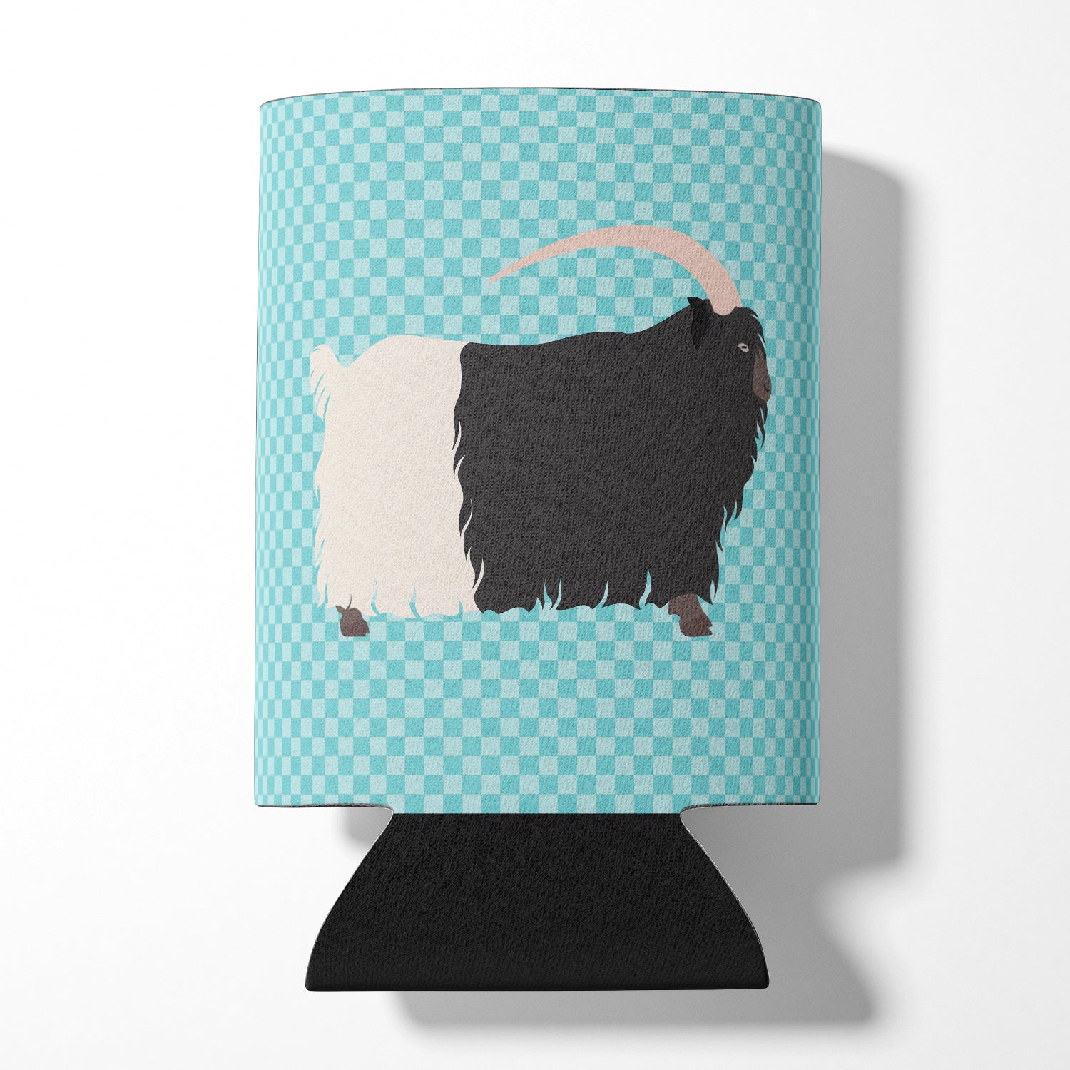 Welsh Black-Necked Goat Blue Check Can or Bottle Hugger Cooler Sleeve for Standard 12 oz Cans, Insulated Foam Beer & Soda Can Hugger Reusable