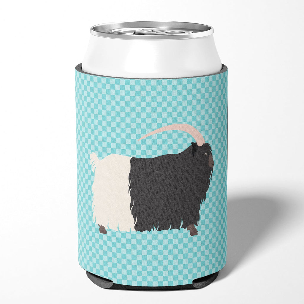 Welsh Black-Necked Goat Blue Check Can or Bottle Hugger Cooler Sleeve for Standard 12 oz Cans, Insulated Foam Beer & Soda Can Hugger Reusable