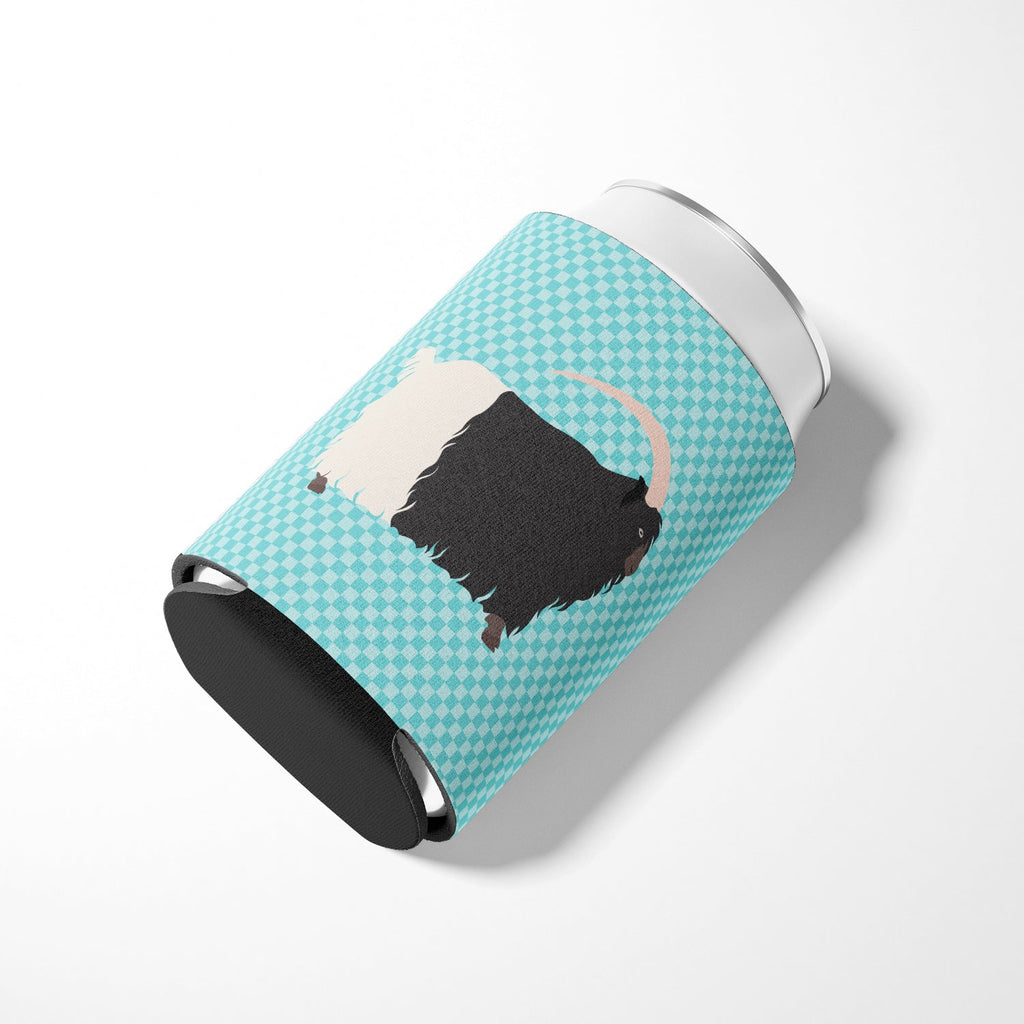 Welsh Black-Necked Goat Blue Check Can or Bottle Hugger Cooler Sleeve for Standard 12 oz Cans, Insulated Foam Beer & Soda Can Hugger Reusable