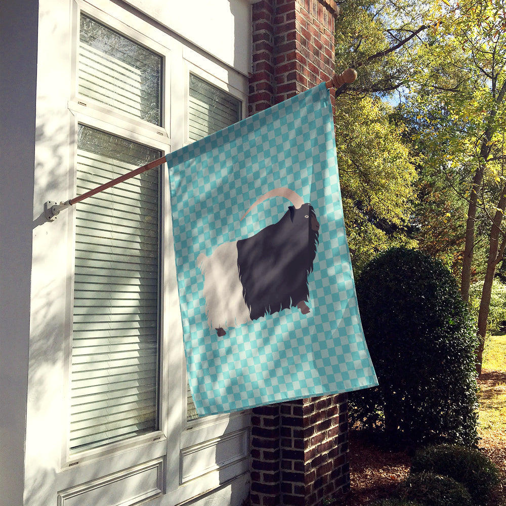 Welsh Black-Necked Goat Blue Check House Flag 28x40 Porch Sleeve Pole Decorative Outside Yard Banner Artwork Wall Hanging, Polyester