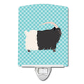 Welsh Black-Necked Goat Blue Check Ceramic Night Light Compact, UL-Certified, Ideal for Bedroom, Bathroom, Nursery, Hallway, Kitchen, 6x4x3, Multicolor