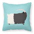 Welsh Black-Necked Goat Blue Check Decorative Throw Pillow 18x18 Indoor Outdoor Accent Cushion, Fabric Cover with Insert for Sofa, Bed, Porch & Living Room