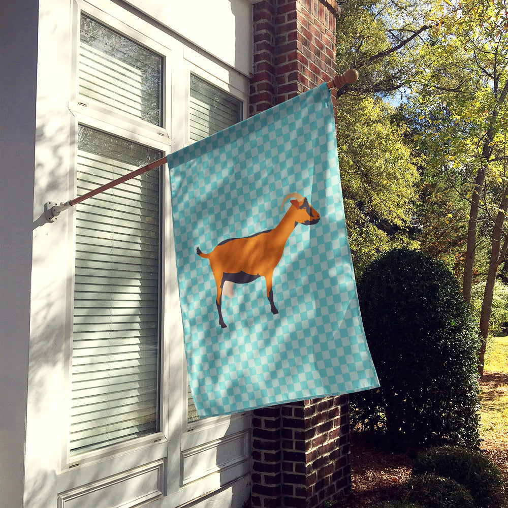 Oberhasli Goat Blue Check House Flag 28x40 Porch Sleeve Pole Decorative Outside Yard Banner Artwork Wall Hanging, Polyester
