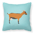 Oberhasli Goat Blue Check Decorative Throw Pillow 18x18 Indoor Outdoor Accent Cushion, Fabric Cover with Insert for Sofa, Bed, Porch & Living Room
