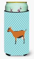 Oberhasli Goat Blue Check Tall Boy Hugger Can Cooler Sleeve Machine Washable Drink Collapsible Insulator Beverage Insulated Holder